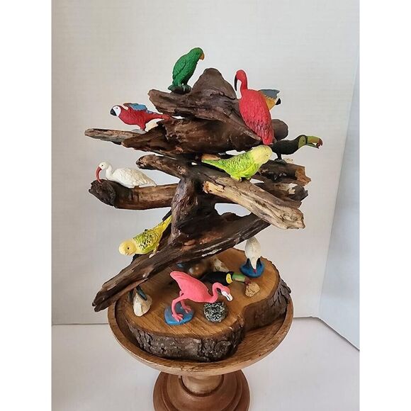 Birds Owls on Driftwood on wood base 10" High-One of a Kind! - Picture 2 of 8